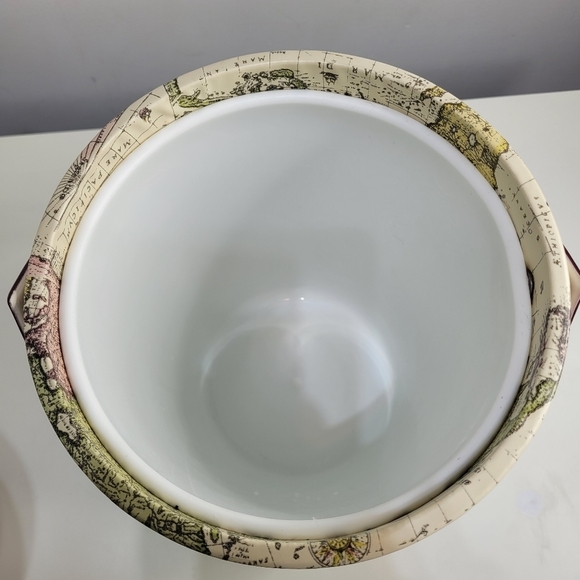 MCM World Map Ice Bucket 11" H x 8" Round Mid century Vintage Item - Picture 8 of 11